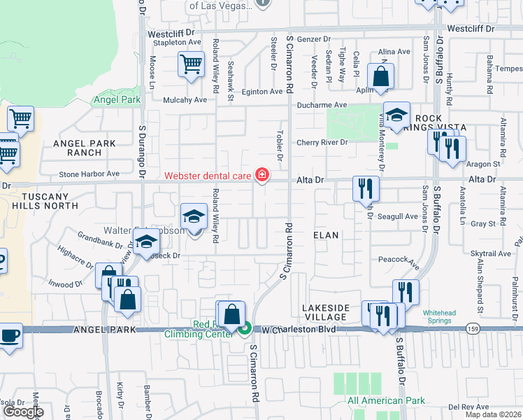 map of restaurants, bars, coffee shops, grocery stores, and more near 529 Sueno Court in Las Vegas