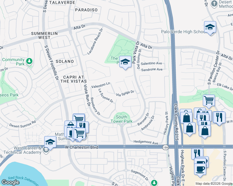 map of restaurants, bars, coffee shops, grocery stores, and more near 792 Tillis Place in Las Vegas
