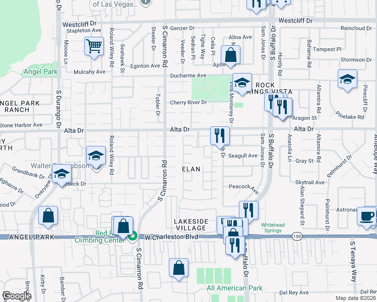 map of restaurants, bars, coffee shops, grocery stores, and more near 7904 Idledale Court in Las Vegas