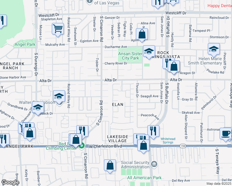 map of restaurants, bars, coffee shops, grocery stores, and more near 7904 Idledale Court in Las Vegas