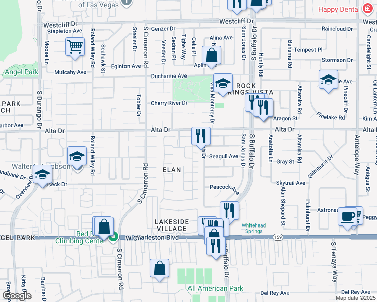 map of restaurants, bars, coffee shops, grocery stores, and more near 7901 Foxwood Place in Las Vegas
