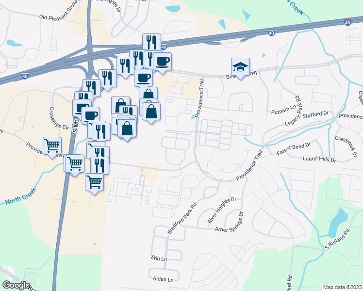 map of restaurants, bars, coffee shops, grocery stores, and more near 923 Aventura Drive in Mt. Juliet