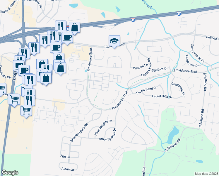 map of restaurants, bars, coffee shops, grocery stores, and more near 3221 Charleston Way in Mt. Juliet