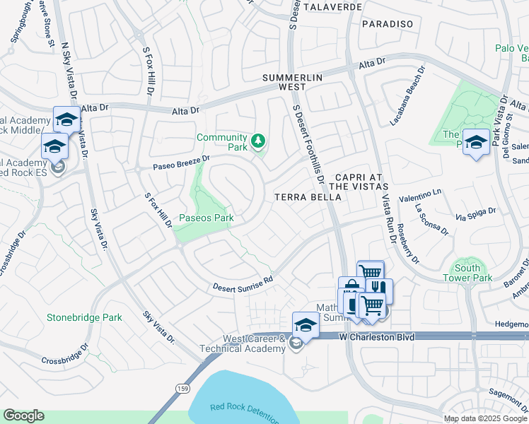 map of restaurants, bars, coffee shops, grocery stores, and more near 12020 West Prada Verde Drive in Las Vegas