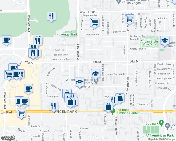 map of restaurants, bars, coffee shops, grocery stores, and more near 8408 White Eagle Avenue in Las Vegas