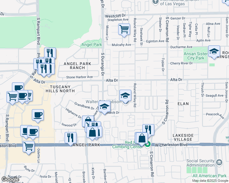 map of restaurants, bars, coffee shops, grocery stores, and more near 525 Indian Princess Drive in Las Vegas