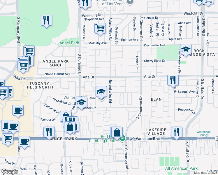 map of restaurants, bars, coffee shops, grocery stores, and more near 8300 Joseph Cary Court in Las Vegas