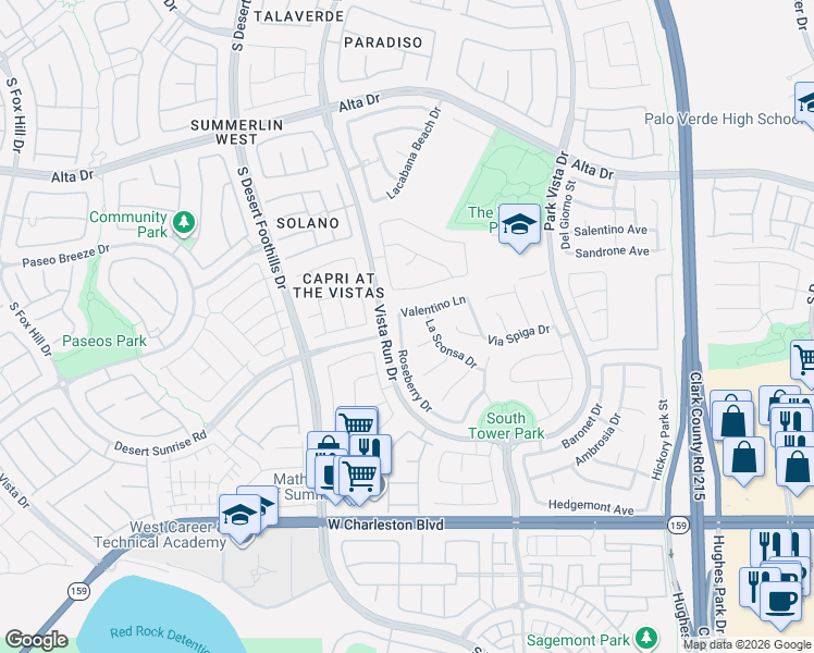 map of restaurants, bars, coffee shops, grocery stores, and more near 846 Roseberry Drive in Las Vegas