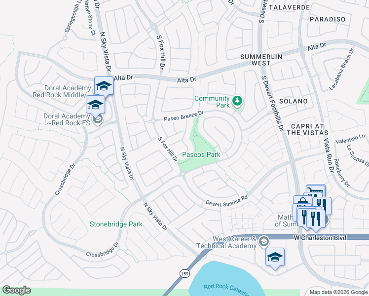 map of restaurants, bars, coffee shops, grocery stores, and more near 775 Porto Mio Way in Las Vegas