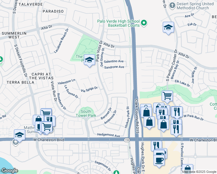 map of restaurants, bars, coffee shops, grocery stores, and more near 820 Jacobs Ladder Place in Las Vegas