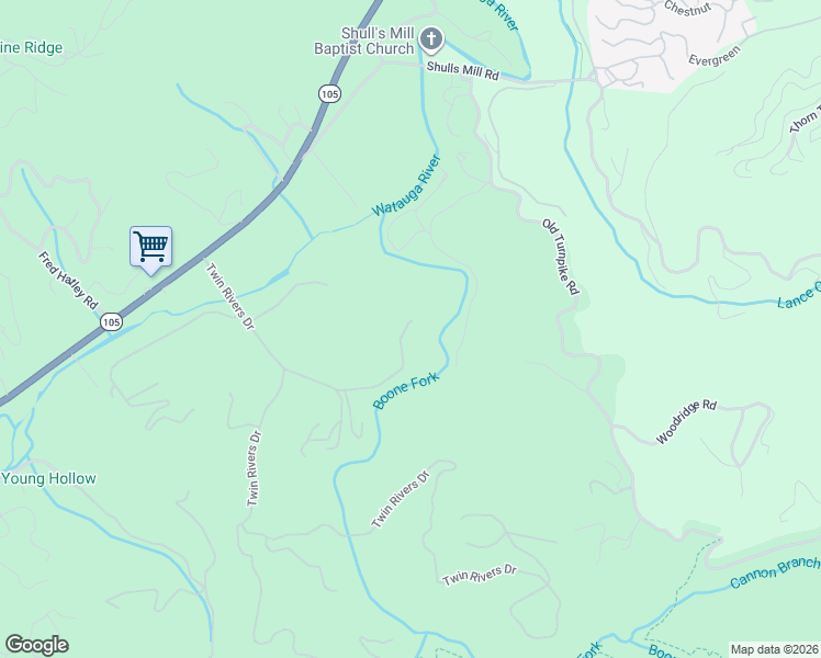 map of restaurants, bars, coffee shops, grocery stores, and more near 296 Seneca Drive in Boone
