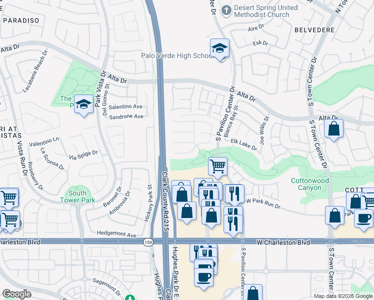 map of restaurants, bars, coffee shops, grocery stores, and more near 11016 Salford Drive in Las Vegas