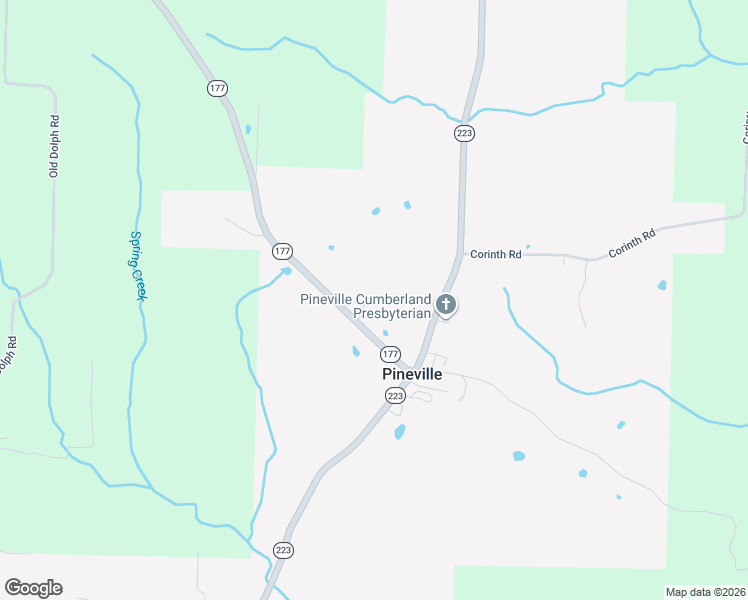 map of restaurants, bars, coffee shops, grocery stores, and more near 181 State Highway 177 in Pineville