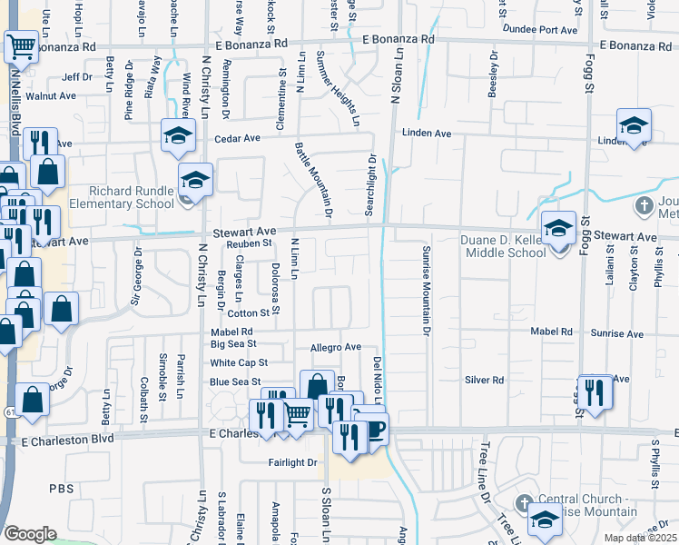 map of restaurants, bars, coffee shops, grocery stores, and more near 320 Ellen Marie Drive in Las Vegas