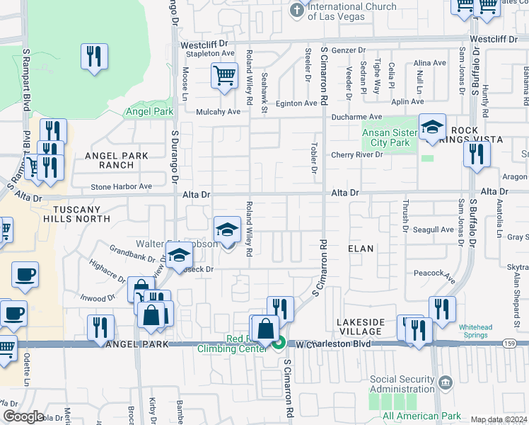 map of restaurants, bars, coffee shops, grocery stores, and more near 8214 Mount Brodie Circle in Las Vegas
