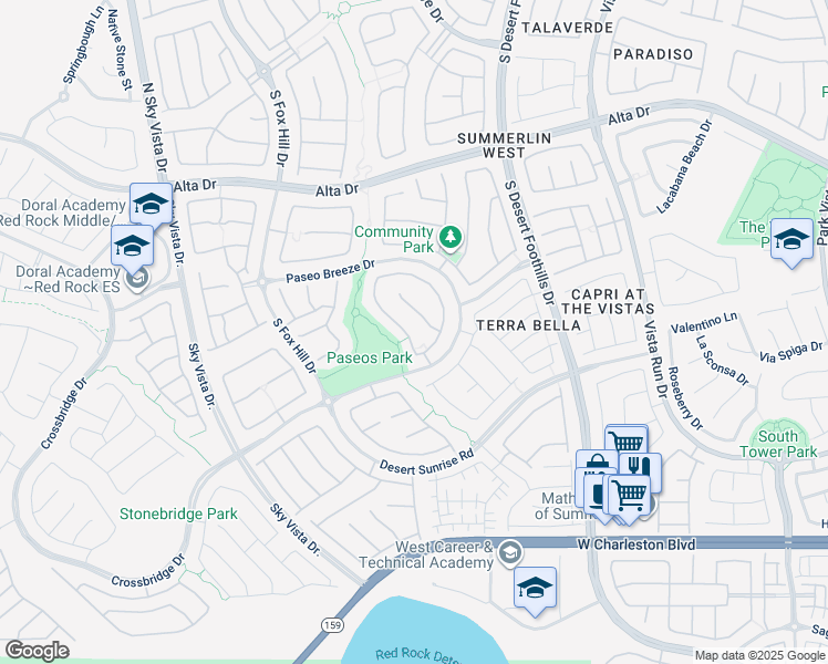 map of restaurants, bars, coffee shops, grocery stores, and more near 712 Tandoori Lane in Las Vegas