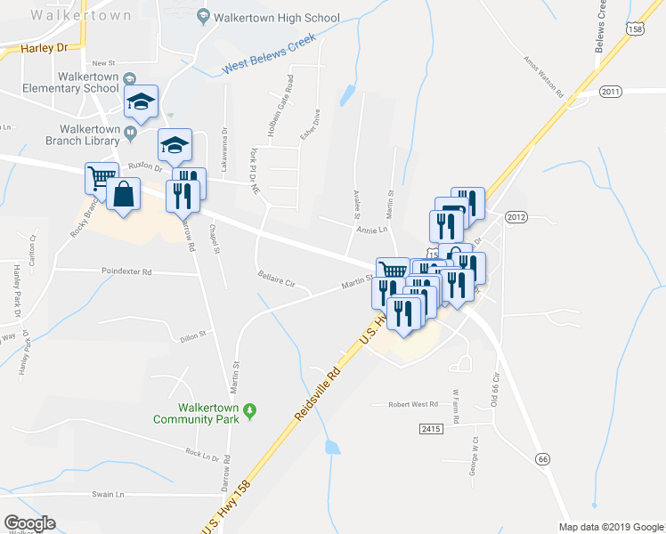 map of restaurants, bars, coffee shops, grocery stores, and more near 3310 Old Hollow Road in Walkertown