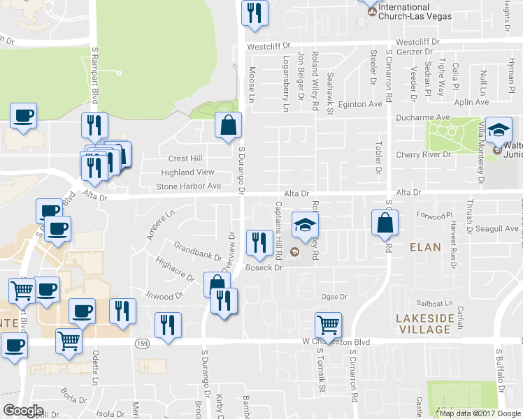 map of restaurants, bars, coffee shops, grocery stores, and more near 8417 West Running Deer Avenue in Las Vegas