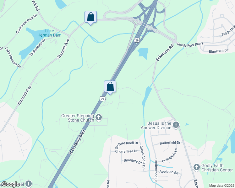 map of restaurants, bars, coffee shops, grocery stores, and more near 5829 Carla Lane in Greensboro