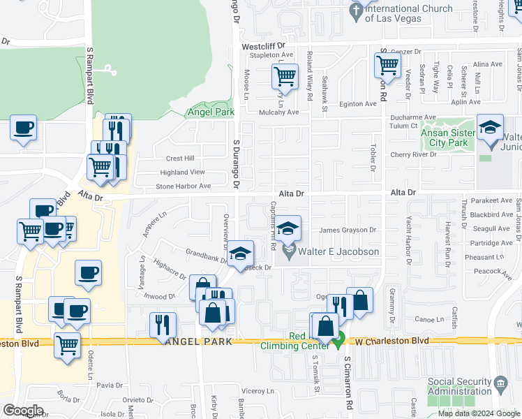 map of restaurants, bars, coffee shops, grocery stores, and more near 8409 West Running Deer Avenue in Las Vegas
