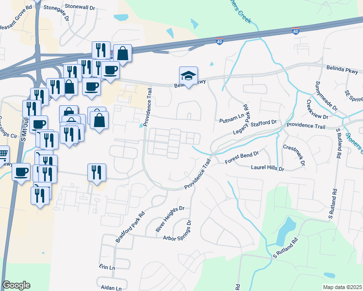 map of restaurants, bars, coffee shops, grocery stores, and more near 3077 Kirkland Circle in Mt. Juliet