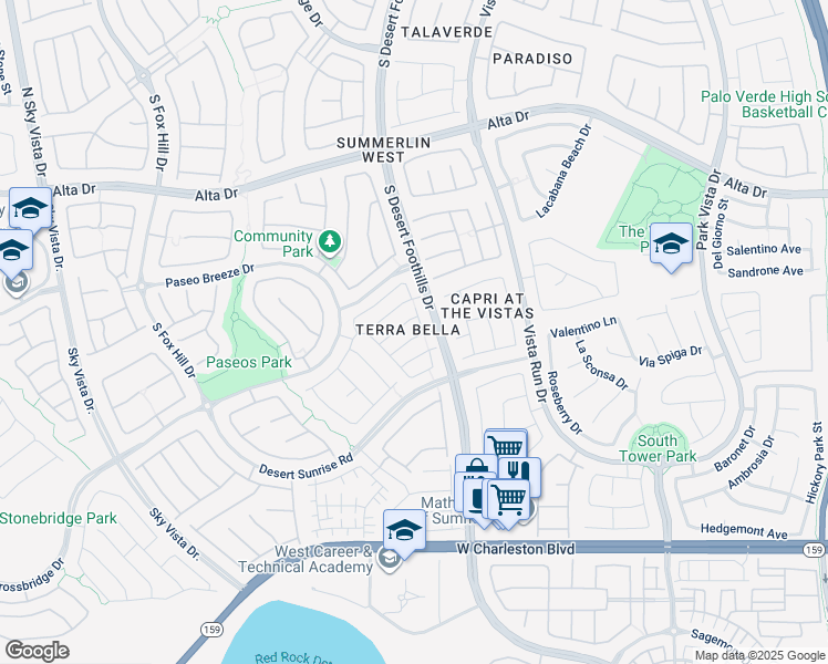 map of restaurants, bars, coffee shops, grocery stores, and more near 11832 Arenoso Drive in Las Vegas