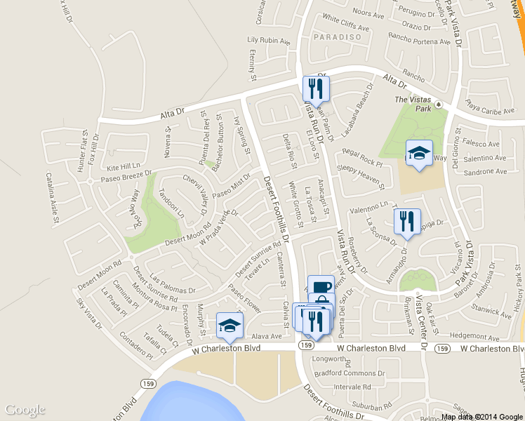 map of restaurants, bars, coffee shops, grocery stores, and more near 11832 Arenoso Drive in Las Vegas