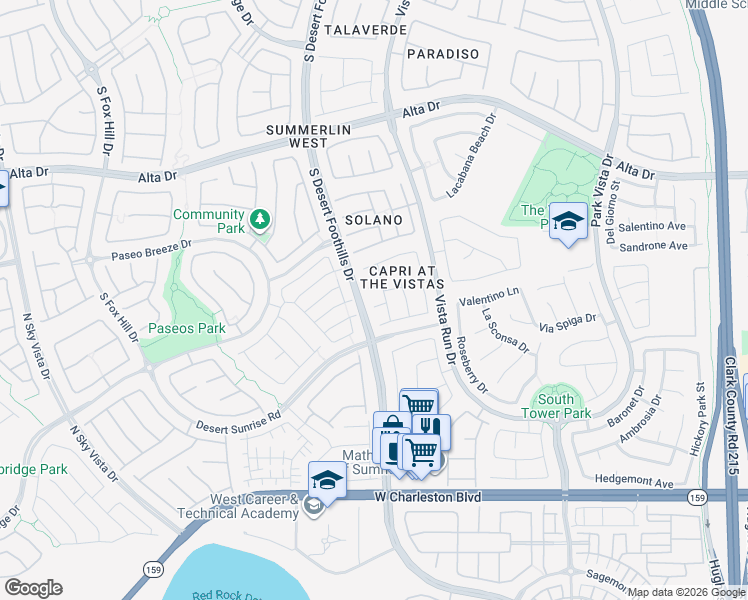 map of restaurants, bars, coffee shops, grocery stores, and more near 11744 Villa San Michele Court in Las Vegas