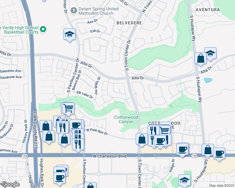 map of restaurants, bars, coffee shops, grocery stores, and more near 10537 Redwood Ash Avenue in Las Vegas