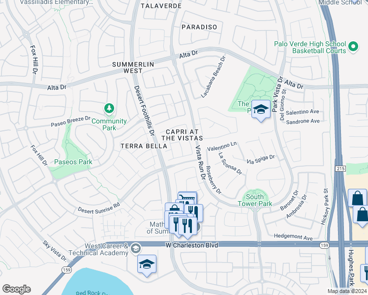 map of restaurants, bars, coffee shops, grocery stores, and more near 764 La Tosca Street in Las Vegas