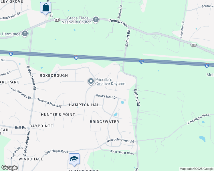 map of restaurants, bars, coffee shops, grocery stores, and more near 7149 Silverwood Trail in Nashville