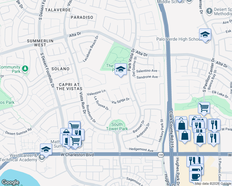 map of restaurants, bars, coffee shops, grocery stores, and more near 11348 Espadrille Court in Las Vegas