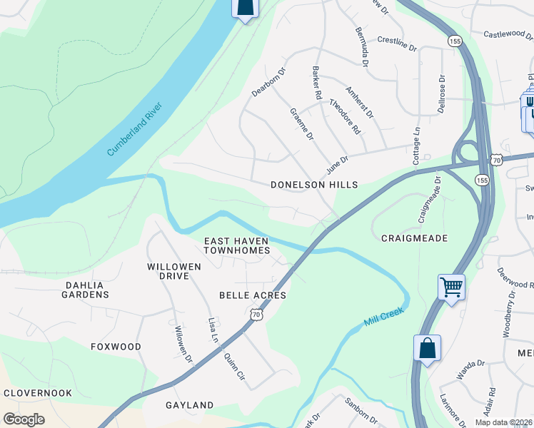 map of restaurants, bars, coffee shops, grocery stores, and more near 2139 June Drive in Nashville