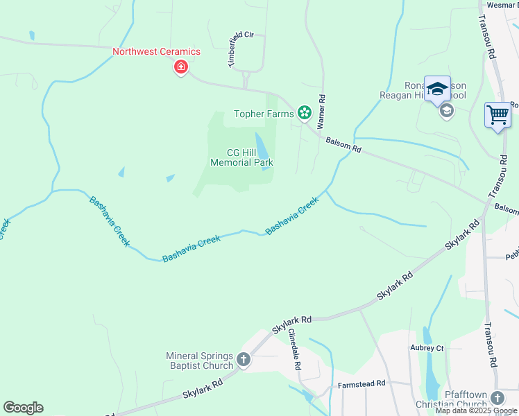 map of restaurants, bars, coffee shops, grocery stores, and more near 5622 Balsom Road in Pfafftown