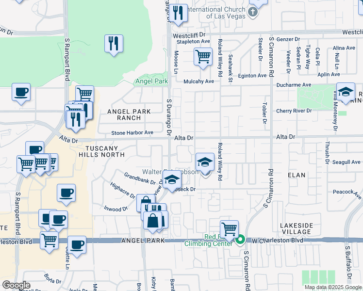 map of restaurants, bars, coffee shops, grocery stores, and more near 8425 West Running Deer Avenue in Las Vegas