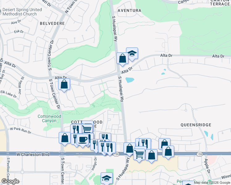 map of restaurants, bars, coffee shops, grocery stores, and more near 10000 Bow Ridge Court in Las Vegas