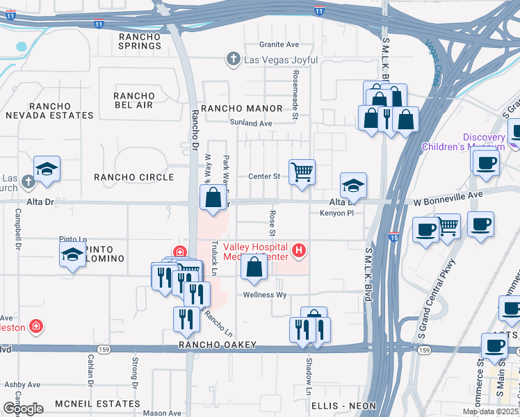 map of restaurants, bars, coffee shops, grocery stores, and more near 426 Arnold Street in Las Vegas