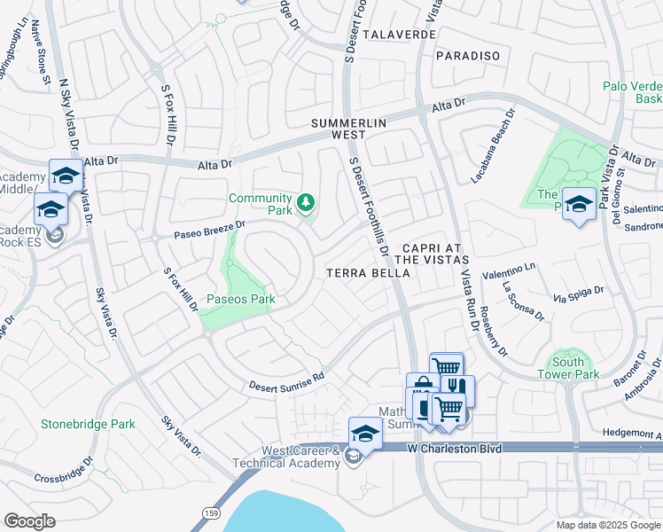 map of restaurants, bars, coffee shops, grocery stores, and more near 11925 Luna Del Mar Lane in Las Vegas