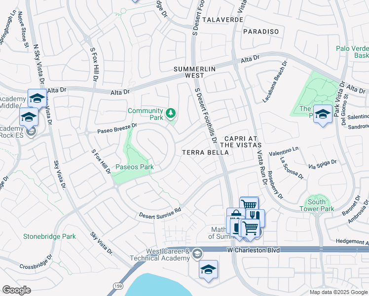 map of restaurants, bars, coffee shops, grocery stores, and more near 11925 Luna Del Mar Lane in Las Vegas