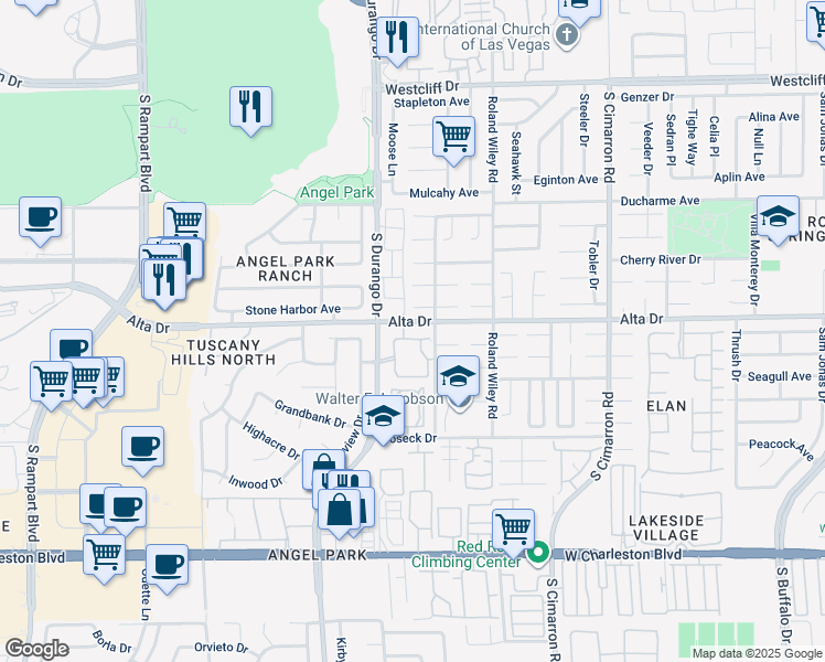 map of restaurants, bars, coffee shops, grocery stores, and more near 500 Grey Cloud Street in Las Vegas