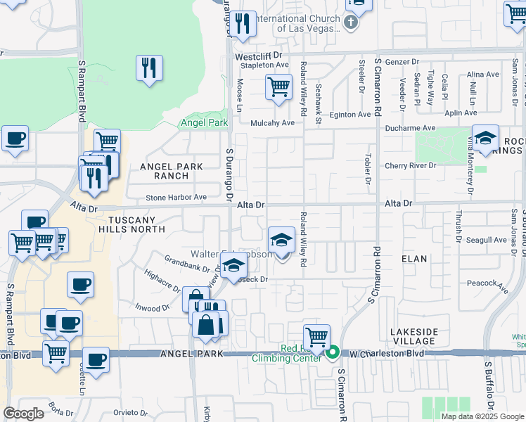 map of restaurants, bars, coffee shops, grocery stores, and more near 8400 West Running Deer Avenue in Las Vegas