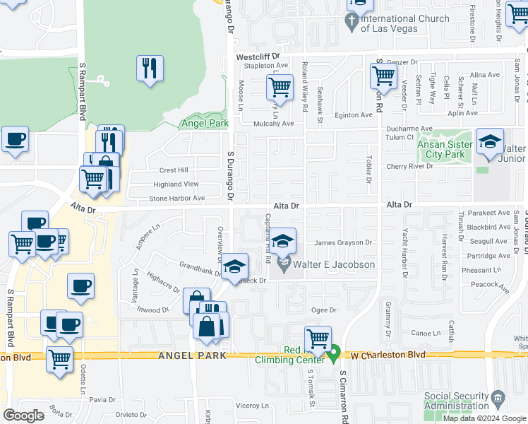 map of restaurants, bars, coffee shops, grocery stores, and more near 8400 West Running Deer Avenue in Las Vegas