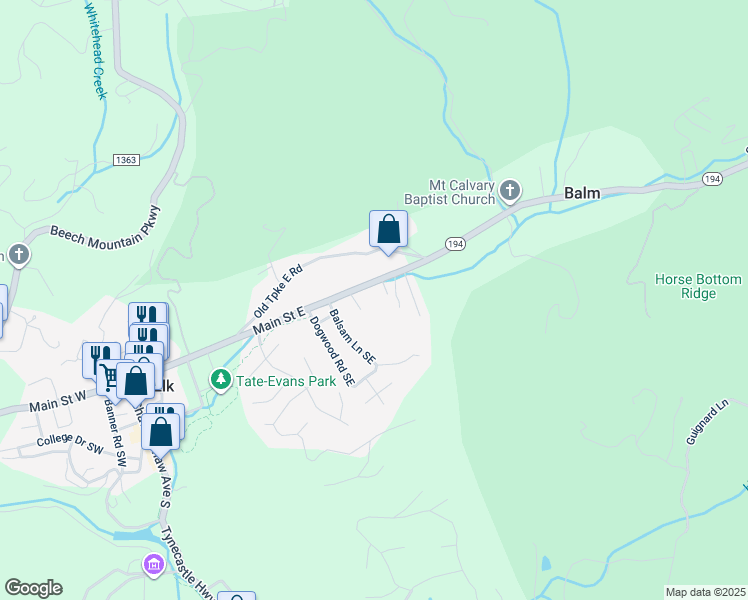 map of restaurants, bars, coffee shops, grocery stores, and more near 700 North Carolina 194 in Banner Elk