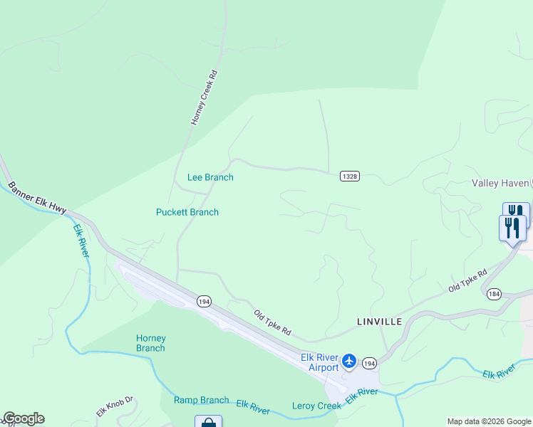map of restaurants, bars, coffee shops, grocery stores, and more near 161 Silver Springs Drive in Banner Elk