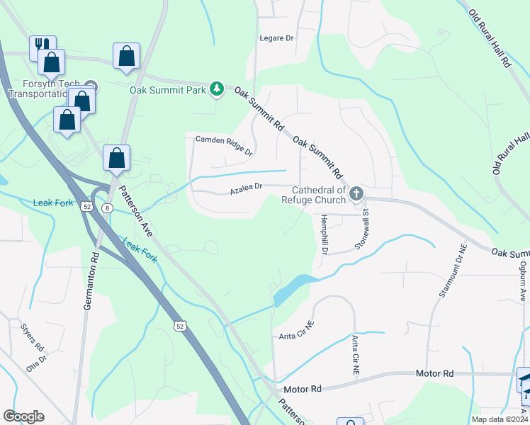 map of restaurants, bars, coffee shops, grocery stores, and more near 4706 Heatherly Road in Winston-Salem
