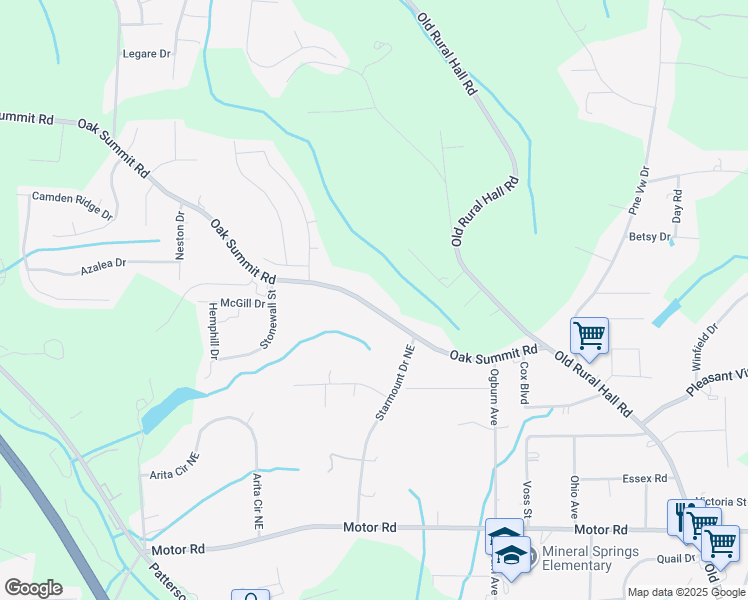 map of restaurants, bars, coffee shops, grocery stores, and more near 635 Oak Summit Road in Winston-Salem