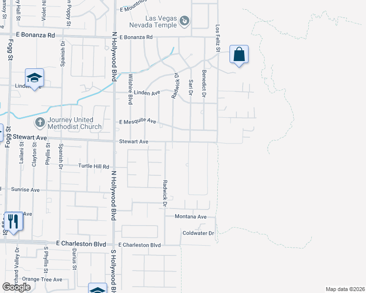 map of restaurants, bars, coffee shops, grocery stores, and more near 395 Vista Valley Street in Las Vegas