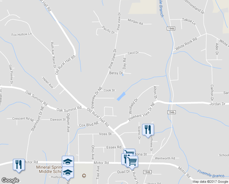 map of restaurants, bars, coffee shops, grocery stores, and more near 1150 Cook Street in Winston-Salem