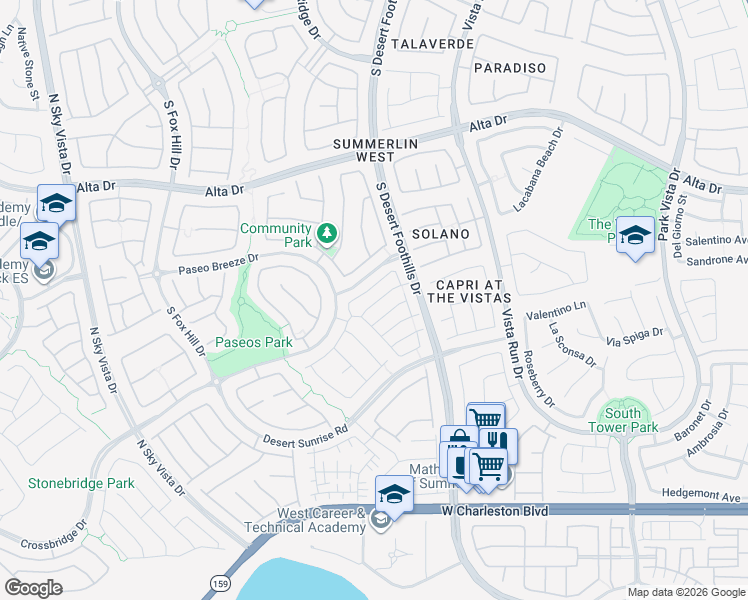 map of restaurants, bars, coffee shops, grocery stores, and more near 11904 Amistoso Lane in Las Vegas