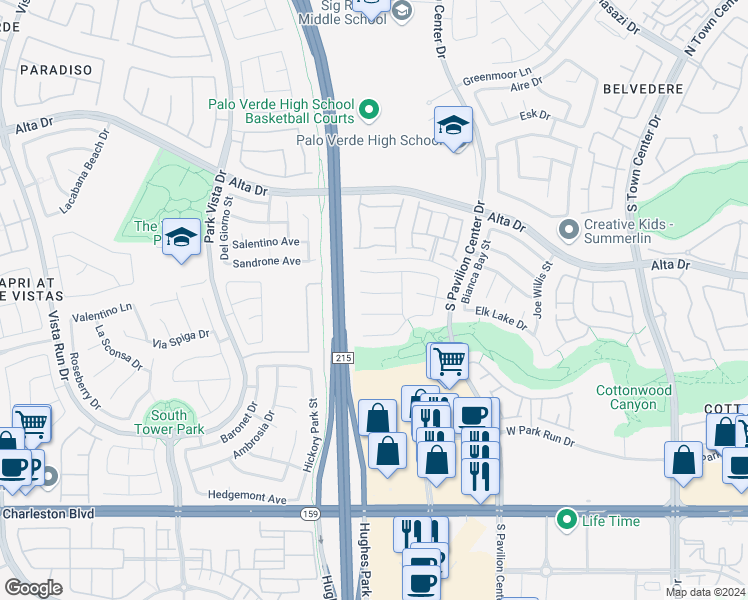 map of restaurants, bars, coffee shops, grocery stores, and more near 11021 Edina Court in Las Vegas